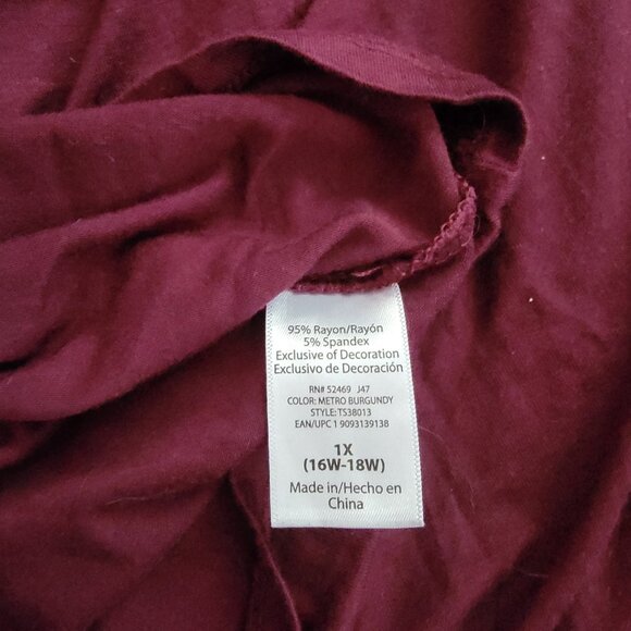 Terra & Sky Dark Purple 3/4 Sleeve Boho Top with Drawstring Tassel Ties Size 1X - Picture 4 of 5